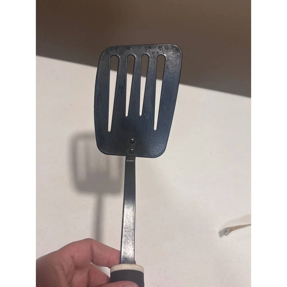 Vintage OXO Good Grips Slotted Turner Spatula Black Metal Stainless Steel Handle